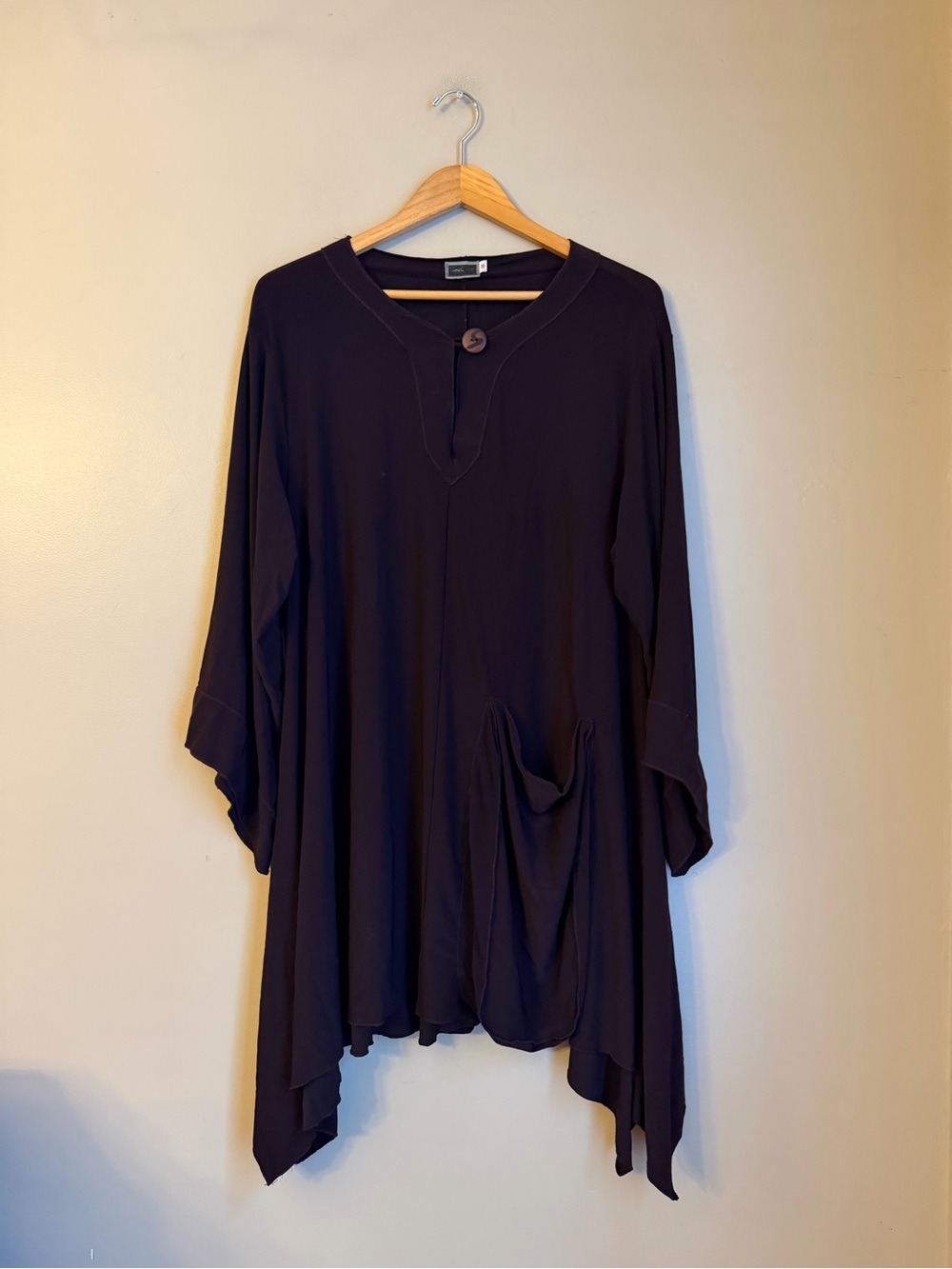 SYMPLI STRETCHY ASYMMETRICAL TUNIC SHIRT BLOUSE TOP Dress Lagenlook Big Pocket